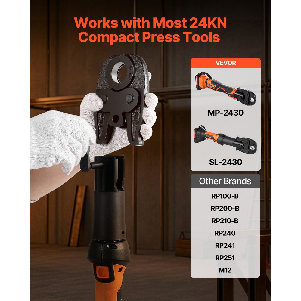 VEVOR 3/4" VMP Jaw for 24KN Compact Series Press Tools, 52 HRC Hardened Steel Pressing Jaw - Compatible with MegaPress