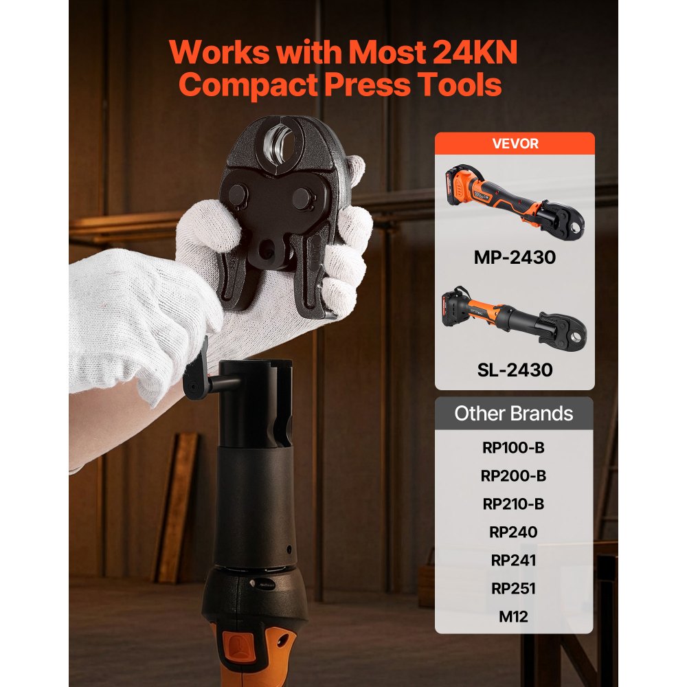 VEVOR 3/4" Press Jaw for 24KN Compact Series Press Tools, 52 HRC Hardened Steel Pressing Jaw - Compatible with ProPress