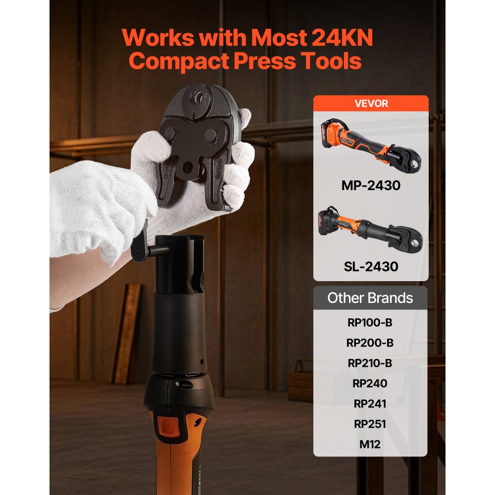 VEVOR 1/2" Press Jaw for Compact Series Press Tools, 52 HRC Hardened Steel Pressing Jaw for High Pressure HVAC/R