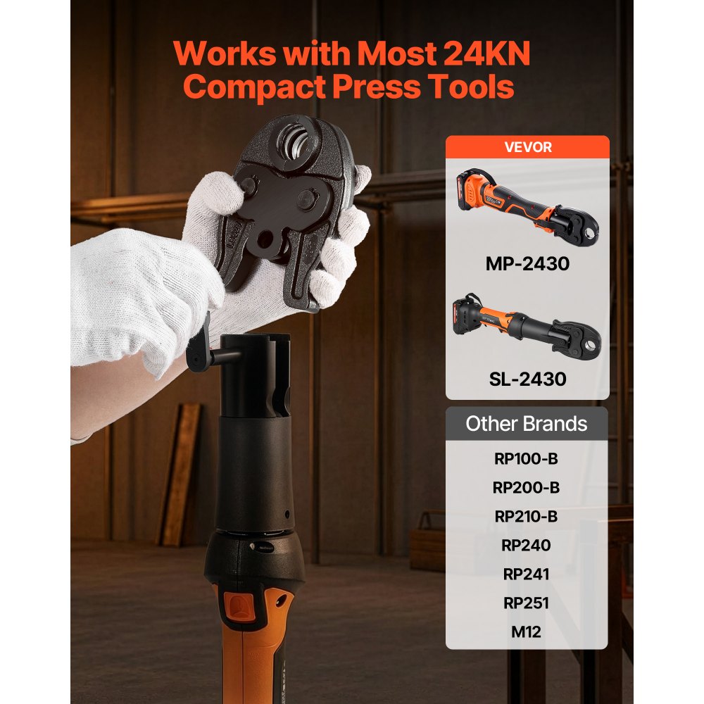 VEVOR 7/8" Press Jaw for Compact Series Press Tools, 52 HRC Hardened Steel Pressing Jaw for High Pressure HVAC/R