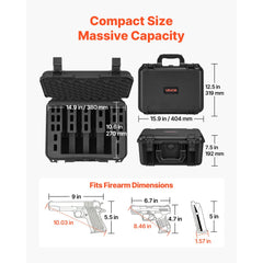 VEVOR Hard Pistol Case, Heavy Duty Hard Gun Case with XPE Foam Lining, Waterproof Pistol Storage Box with Customizable
