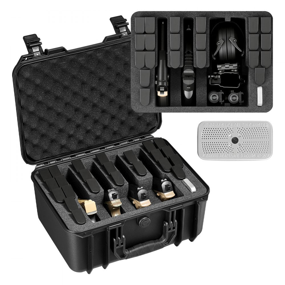 VEVOR Hard Pistol Case, Heavy Duty Hard Gun Case with XPE Foam Lining, Waterproof Pistol Storage Box with Customizable