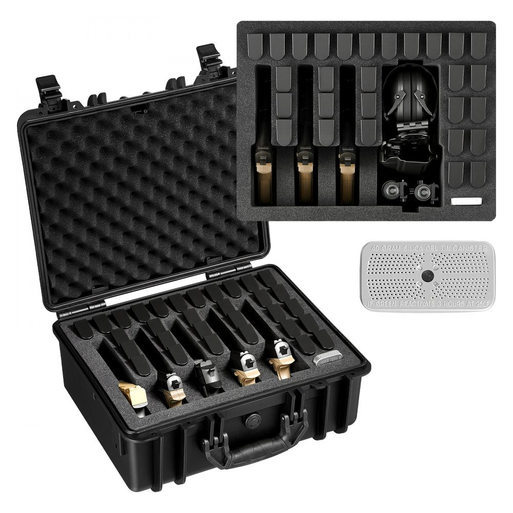 VEVOR Hard Pistol Case, Heavy Duty Hard Gun Case with XPE Foam Lining, Waterproof Pistol Storage Box with Customizable