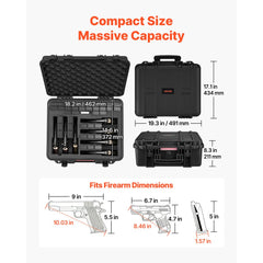 VEVOR Hard Pistol Case, Heavy Duty Hard Gun Case with XPE Foam Lining, Waterproof Pistol Storage Box with Customizable
