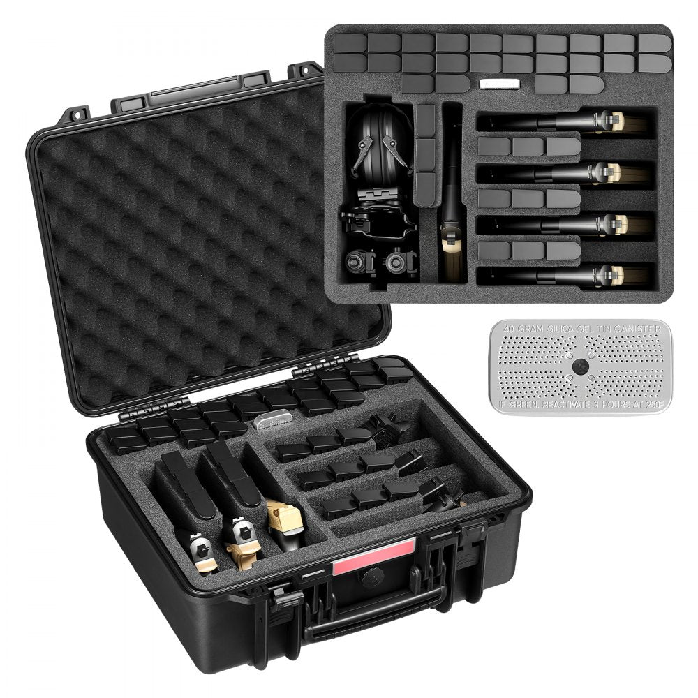 VEVOR Hard Pistol Case, Heavy Duty Hard Gun Case with XPE Foam Lining, Waterproof Pistol Storage Box with Customizable