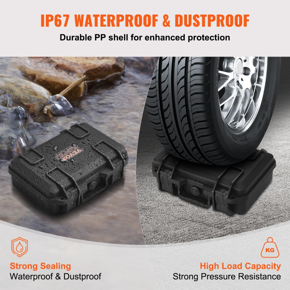 VEVOR Hard Pistol Cases with Pre-cut PU Foam, Waterproof & Dustproof Hard Gun Case for 1 Pistol, 12.59×9.01×4.4 in