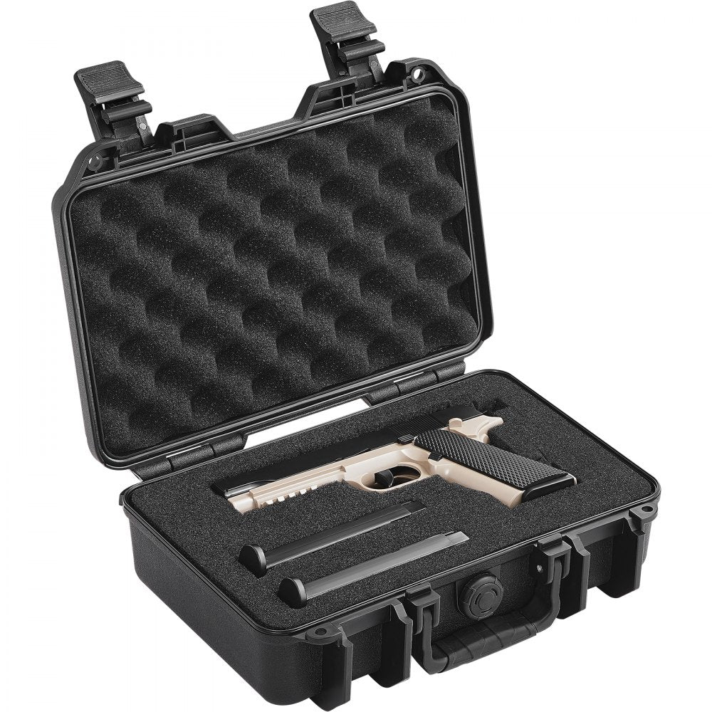 VEVOR Hard Pistol Cases with Pre-cut PU Foam, Waterproof & Dustproof Hard Gun Case for 1 Pistol, 12.59×9.01×4.4 in