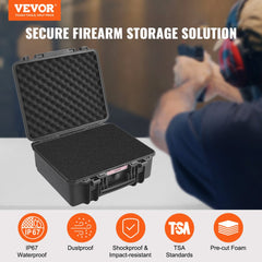 VEVOR Hard Pistol Cases with Pre-cut PU Foam, Waterproof & Dustproof Hard Gun Case for 6 Pistol, 19.3×17.1×8.3 in