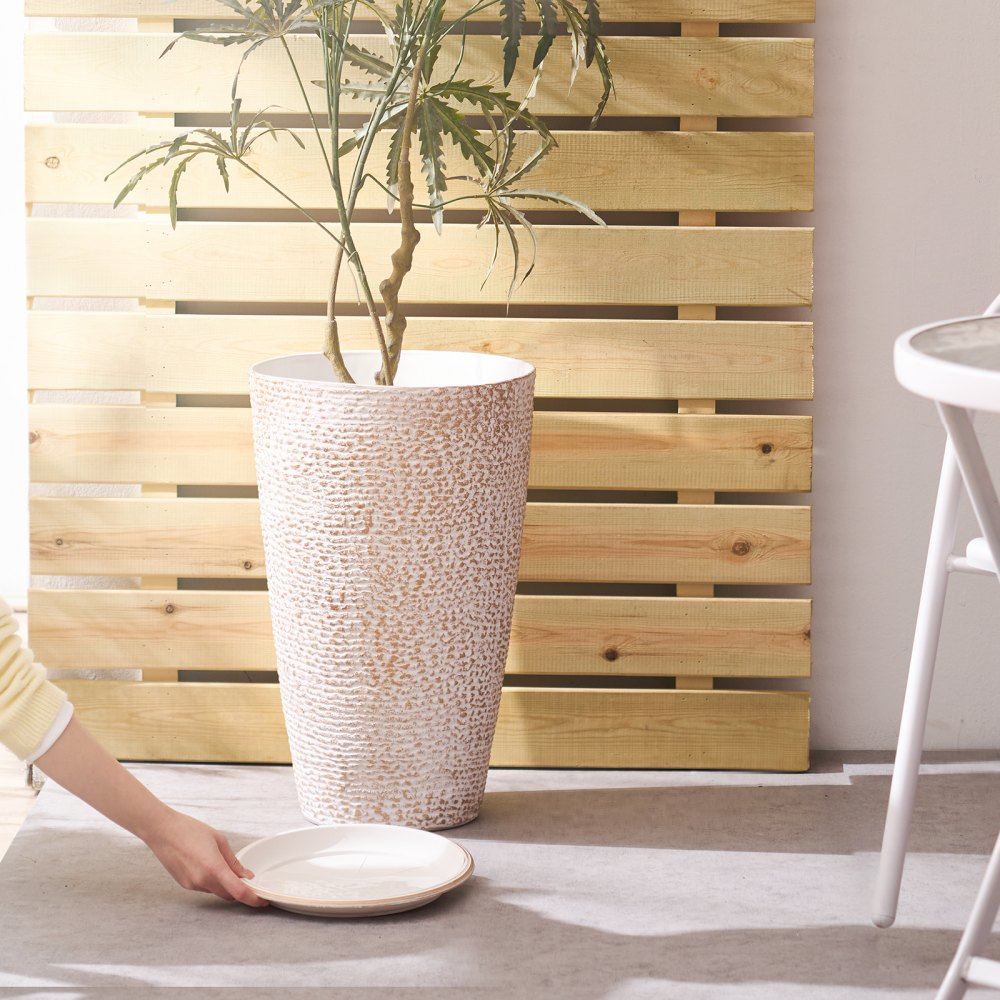 VEVOR Set of 2 Tall Outdoor Planters 21"H, Round Large Planters For Front Porch and Patio, Stone Finish Flower Tree