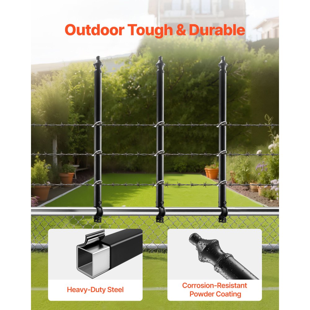 VEVOR Chain Link Fence Extensions, 9 Packs 27.4" Extension Height, Galvanized Post Extender for 1.3" to 1.5" Top of