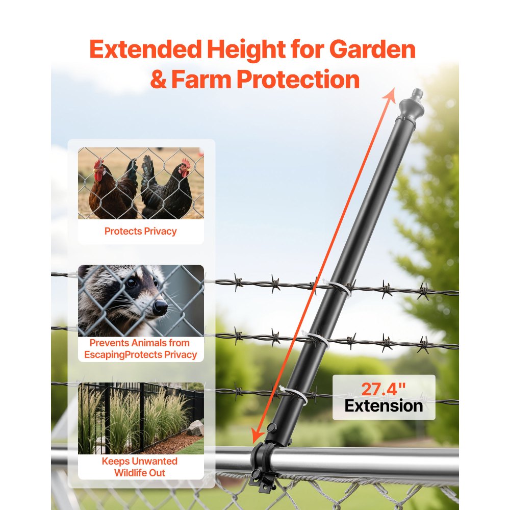 VEVOR Chain Link Fence Extensions, 9 Packs 27.4" Extension Height, Galvanized Post Extender for 1.3" to 1.5" Top of