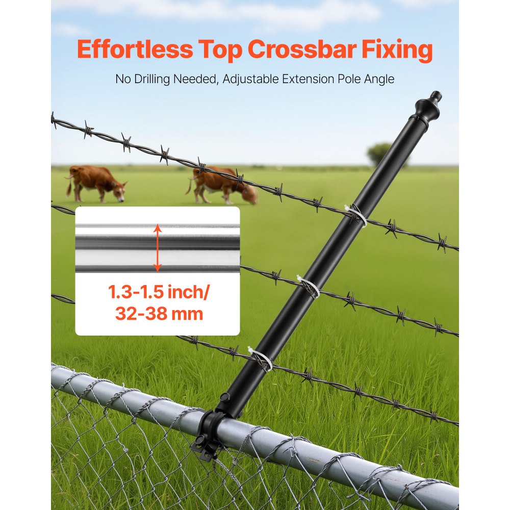 VEVOR Chain Link Fence Extensions, 9 Packs 27.4" Extension Height, Galvanized Post Extender for 1.3" to 1.5" Top of