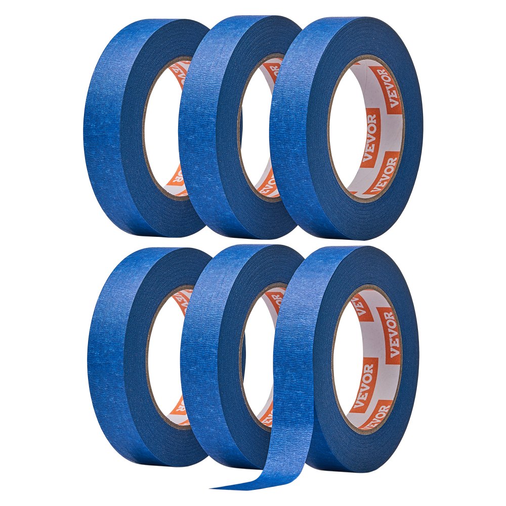 VEVOR Painters Tape, 1 Inch Wide (0.94 In x 60 Yds), 6 Rolls, Blue Painter Tape for Painting, Edge, Trim, Ceiling