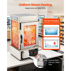 VEVOR 5-Tier Commercial Food Warmer Display, 1200W Food Display Warmer with LED Light, Adjustable Shelf & Stainless