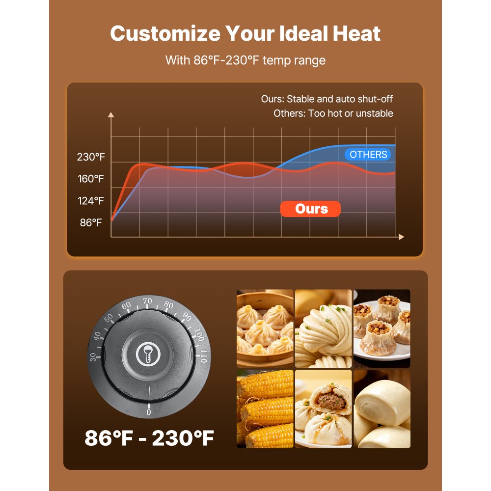 VEVOR 5-Tier Commercial Food Warmer Display, 1200W Food Display Warmer with LED Light, Adjustable Shelf & Stainless