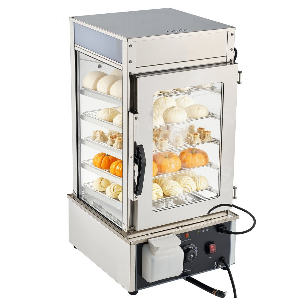 VEVOR 5-Tier Commercial Food Warmer Display, 1200W Food Display Warmer with LED Light, Adjustable Shelf & Stainless