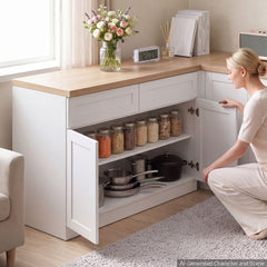 VEVOR White Shaker Base Cabinet Ready to Assemble, 36"W Unassembled Cabinet, 36" W x 24" D x 34.5" H, with 2 Doors, 2