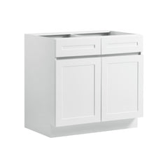 VEVOR White Shaker Base Cabinet Ready to Assemble, 36"W Unassembled Cabinet, 36" W x 24" D x 34.5" H, with 2 Doors, 2