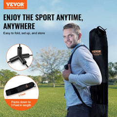 VEVOR Badminton Net, Height Adjustable Volleyball Net, 10ft Wide Foldable Pickleball Net, Portable Easy Setup Tennis