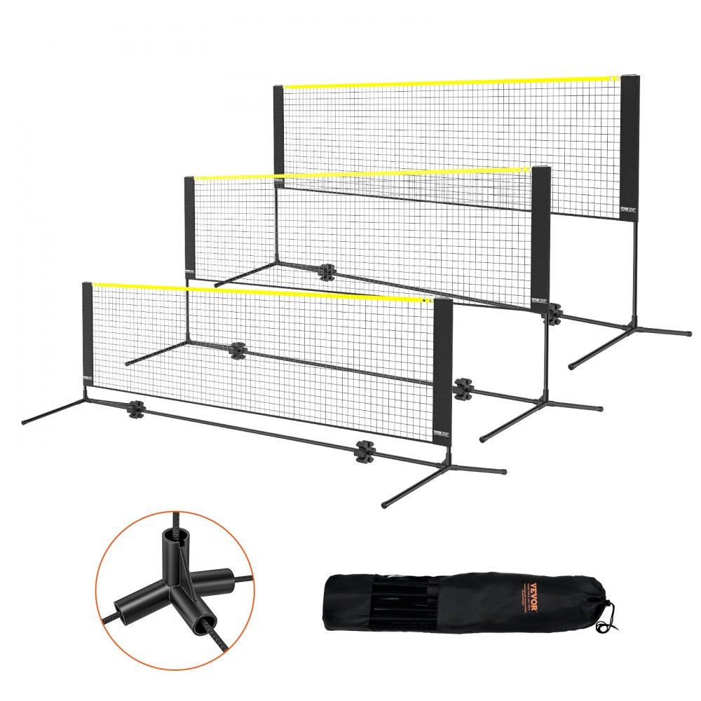VEVOR Badminton Net, Height Adjustable Volleyball Net, 10ft Wide Foldable Pickleball Net, Portable Easy Setup Tennis
