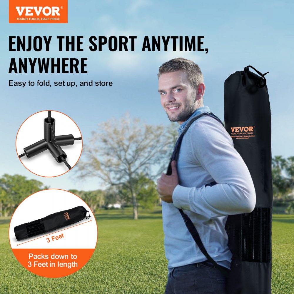 VEVOR Badminton Net, Height Adjustable Volleyball Net, 14ft Wide Foldable Pickleball Net, Portable Easy Setup Tennis