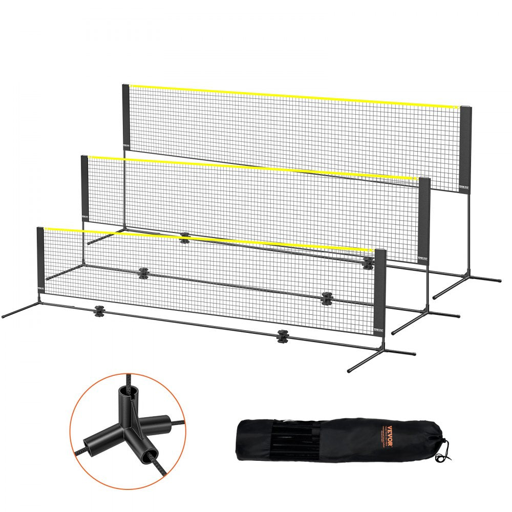 VEVOR Badminton Net, Height Adjustable Volleyball Net, 14ft Wide Foldable Pickleball Net, Portable Easy Setup Tennis