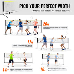 VEVOR Badminton Net, Height Adjustable Volleyball Net, 17ft Wide Foldable Pickleball Net, Portable Easy Setup Tennis