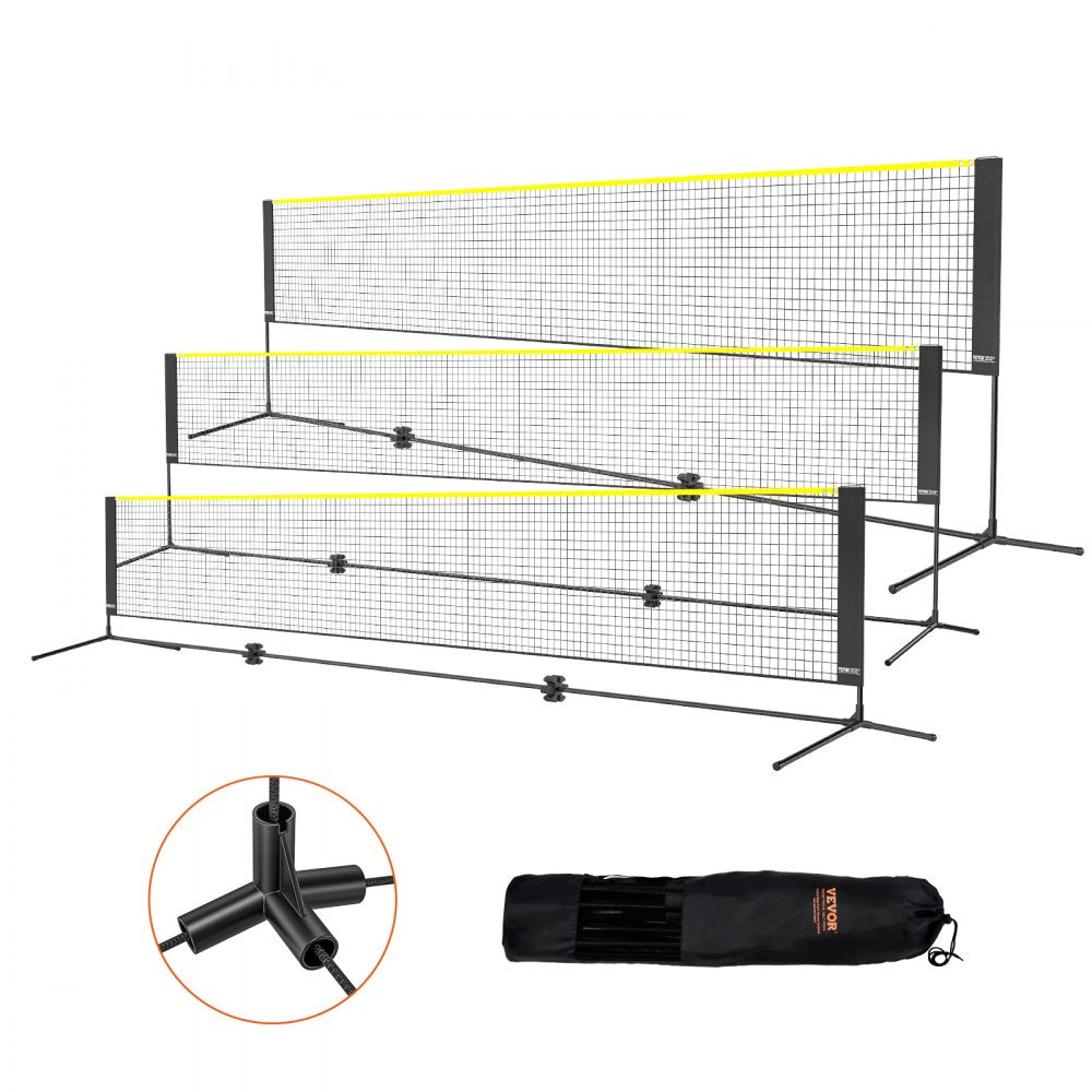VEVOR Badminton Net, Height Adjustable Volleyball Net, 17ft Wide Foldable Pickleball Net, Portable Easy Setup Tennis