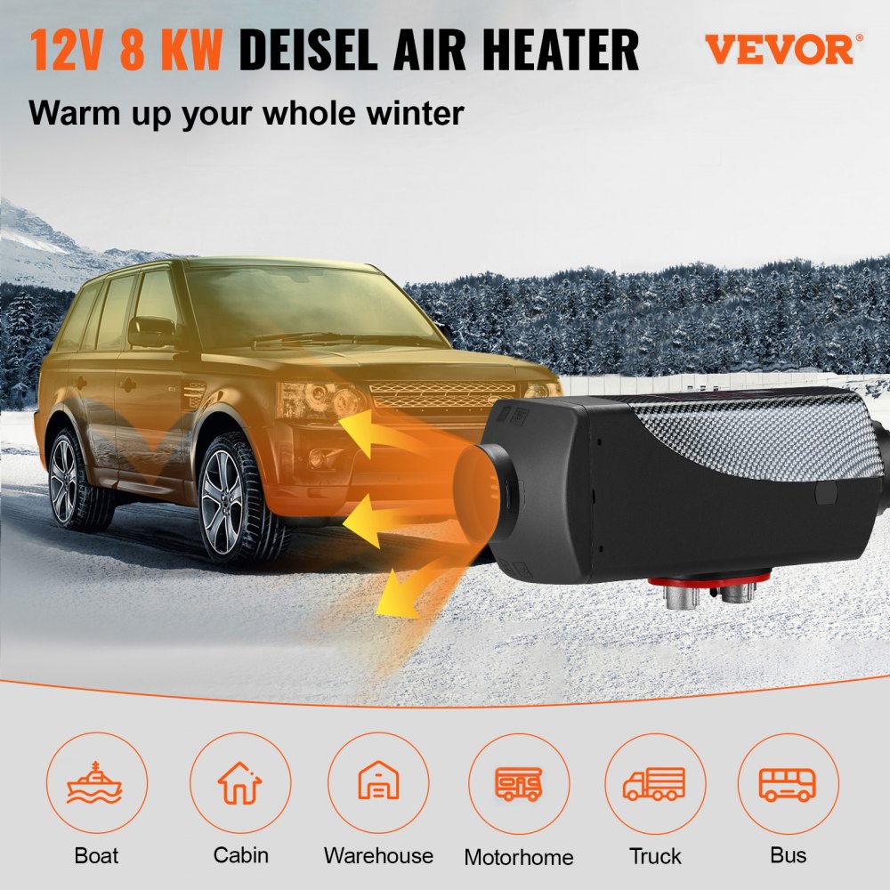 VEVOR 8KW Diesel Air Heater Muffler Diesel Heater 12V Remote Control Diesel Parking Heater with LCD Switch for Car