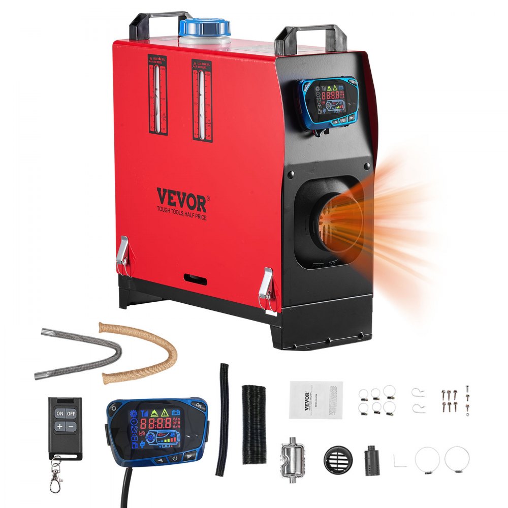 VEVOR Diesel Air Heater, 8 kW DC12-24V, Fast Heating Diesel Parking Heater with Remote Control and Blue LCD Switch, Low