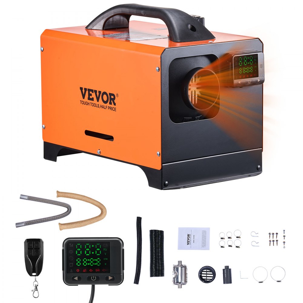 VEVOR Diesel Air Heater, 8 kW DC12-24V, Fast Heating Diesel Parking Heater with Remote Control and Square Color Digital