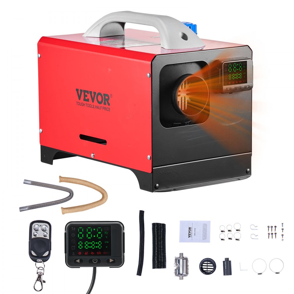 VEVOR Diesel Air Heater, 8 kW DC12-24V, Fast Heating Diesel Parking Heater with Remote Control and Black LCD Switch
