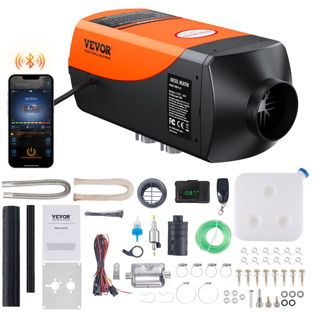 VEVOR Diesel Air Heater 12V 2KW Bluetooth App LCD Display for Car Bus RV