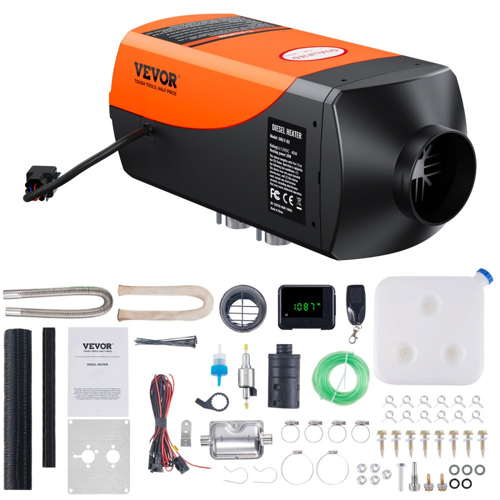VEVOR Diesel Air Heater, 12V 2KW Diesel Heater with Remote Control and LCD Display, 10L Fuel Tank Diesel Parking