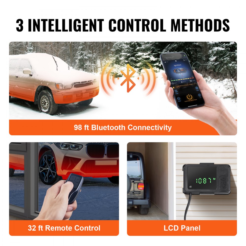 VEVOR Bluetooth App Control Diesel Air Heater, 12V 8KW Diesel Heater with Automatic Altitude Adjustment, Remote Control