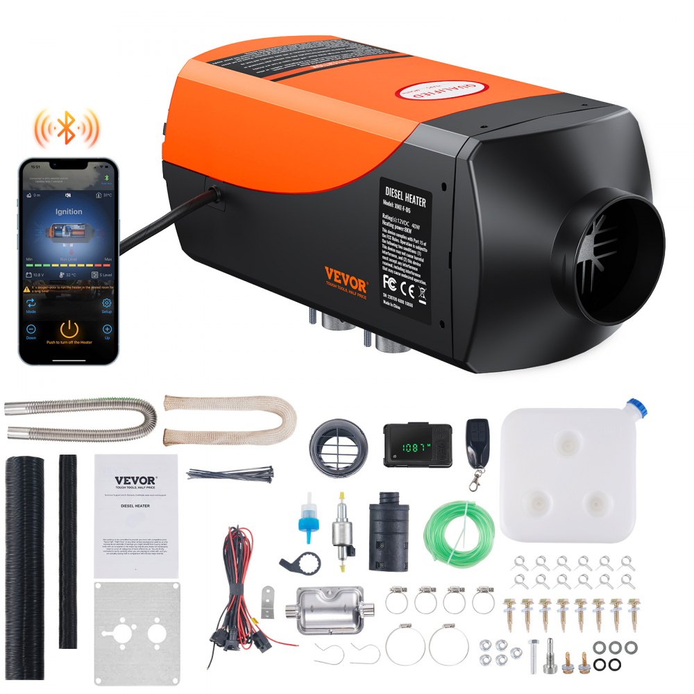 VEVOR Bluetooth App Control Diesel Air Heater, 12V 8KW Diesel Heater with Automatic Altitude Adjustment, Remote Control
