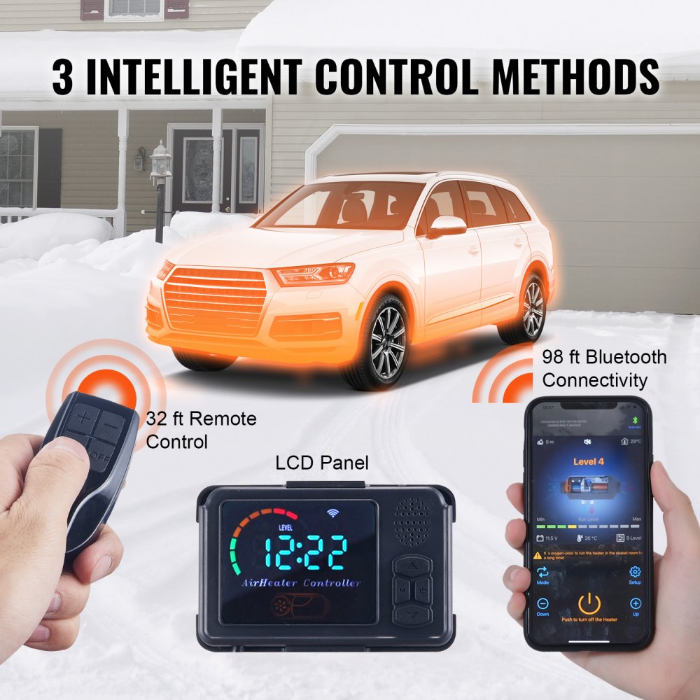 VEVOR 8 KW Diesel Air Heater, Bluetooth App Control All-on-one Diesel Heater with Automatic Altitude Adjustment, Remote