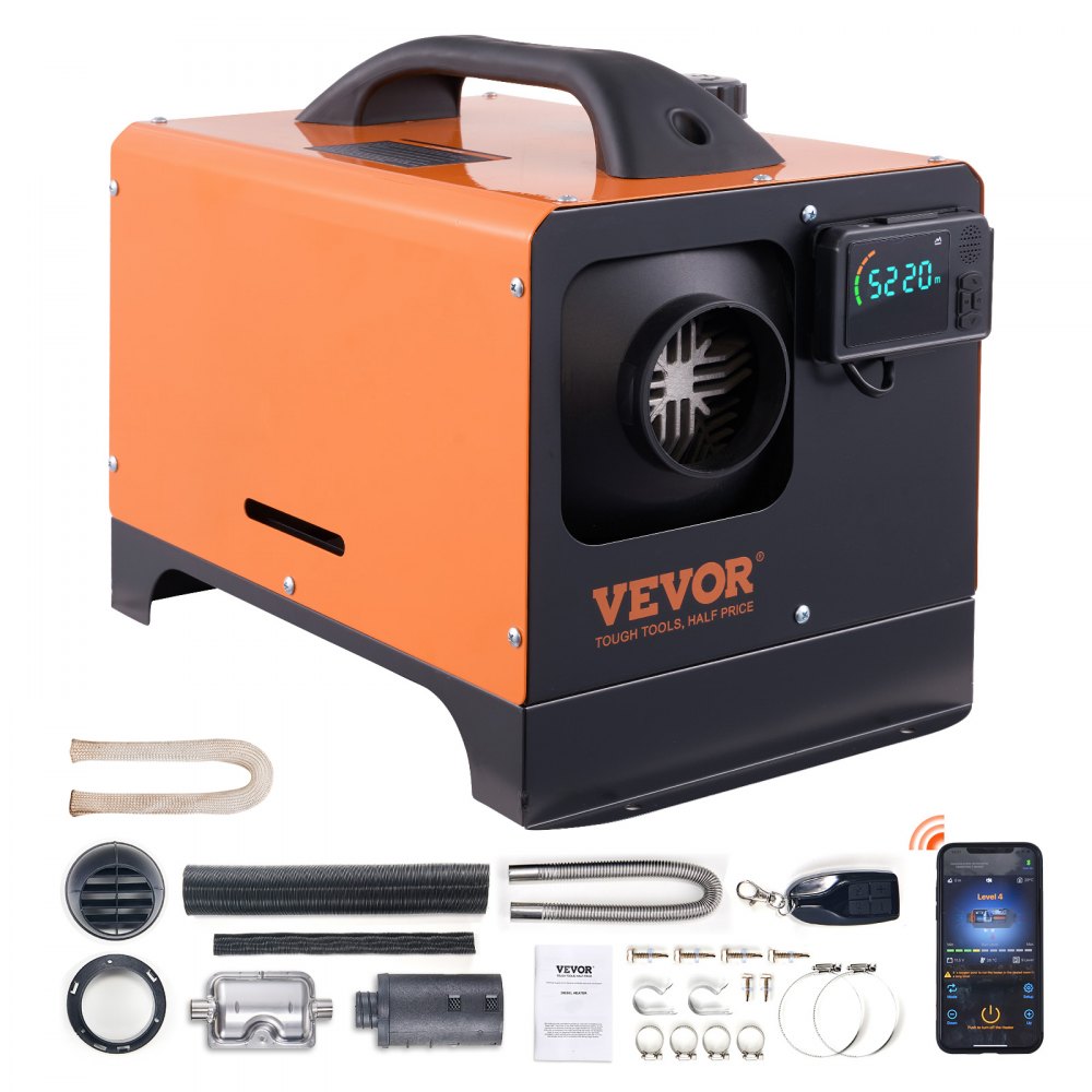 VEVOR 8 KW Diesel Air Heater, Bluetooth App Control All-on-one Diesel Heater with Automatic Altitude Adjustment, Remote