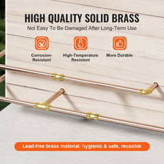 VEVOR Pipe Fittings, 1/2" 25PCS (10xStraight, 10xElbows, 5xTees) Brass Pipe Fittings, Push-Fit Pipe Connector Brass Air