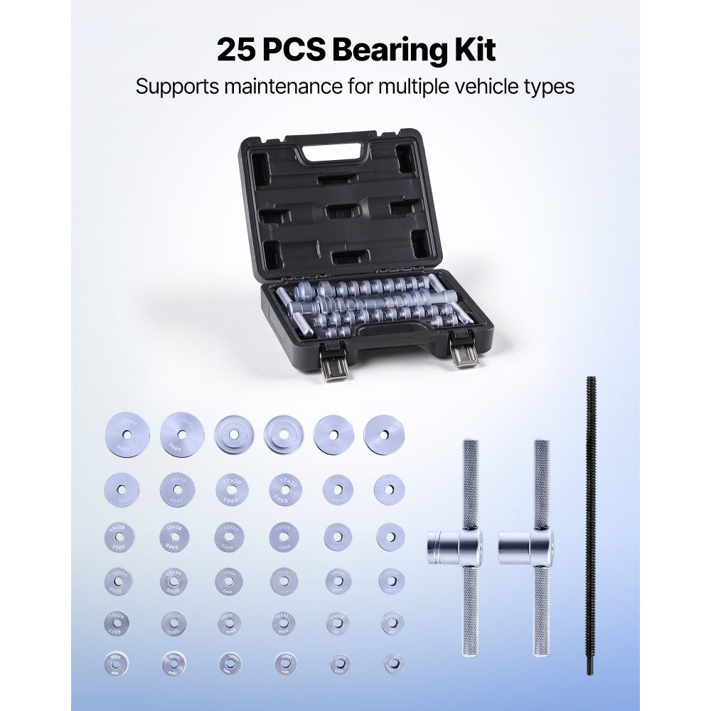 VEVOR Bearing Press Kit, 25 Pcs, Bearing Race and Seal Driver Set with Bushings & Wrenches, Bushing Driver Tool Set