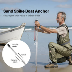 VEVOR Sand Spike Boat Anchor, 36 in Slide Anchor Shore Spike, Galvanized Carbon Steel Boat Shore Anchors, Shallow Water