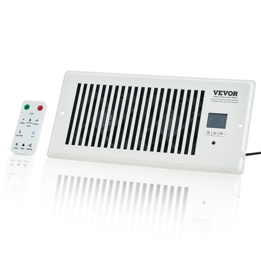 VEVOR Register Booster Fan, Quiet Vent Booster Fan Fits 4" x 10" Register Holes, with Remote Control and Thermostat