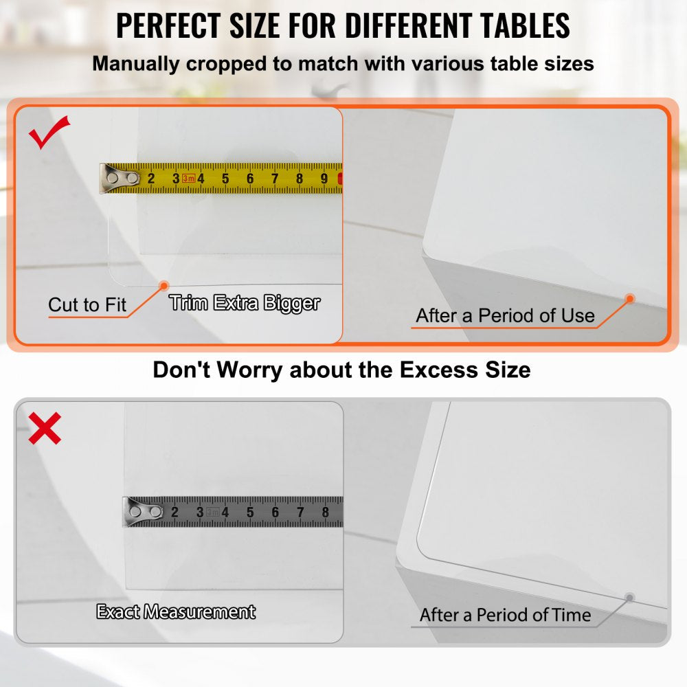VEVOR Plastic Table Cover, 45"x100"x0.06", Transparent PVC Table Protector, Rectangle Clear Desk Mat, Water Oil Proof