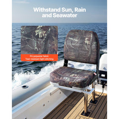 VEVOR Boat Seat, Low Backrest, Folding Fishing Boat Seat with Thickened Sponge Cushion & PU Polyester Fabric, Strong PP