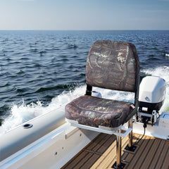 VEVOR Boat Seat, Low Backrest, Folding Fishing Boat Seat with Thickened Sponge Cushion & PU Polyester Fabric, Strong PP