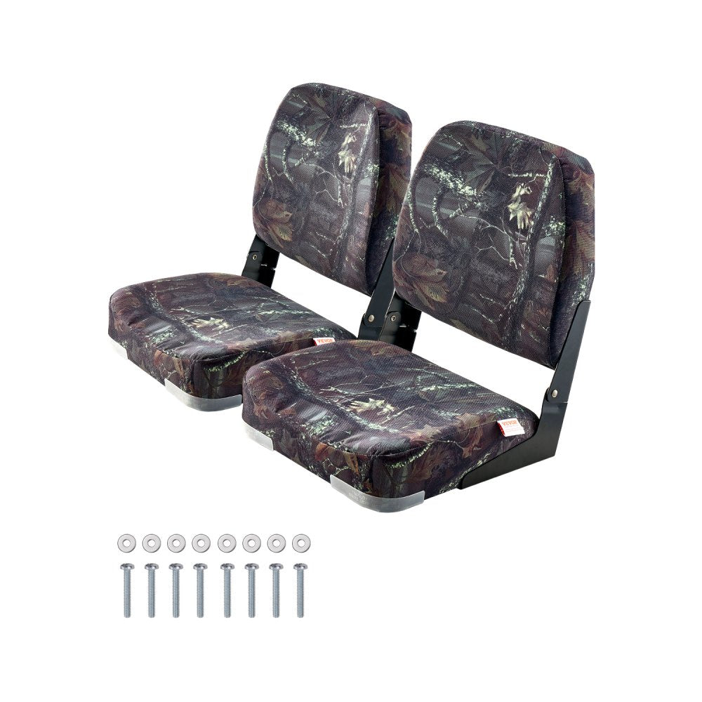 VEVOR Boat Seat, Low Backrest, Folding Fishing Boat Seat with Thickened Sponge Cushion & PU Polyester Fabric, Strong PP