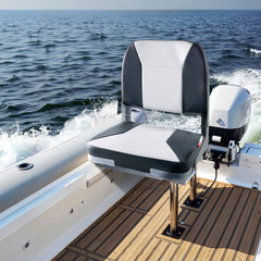 VEVOR Boat Seat, Low Backrest, Folding Fishing Boat Seat with Thickened Sponge Cushion & Waterproof PVC Leather
