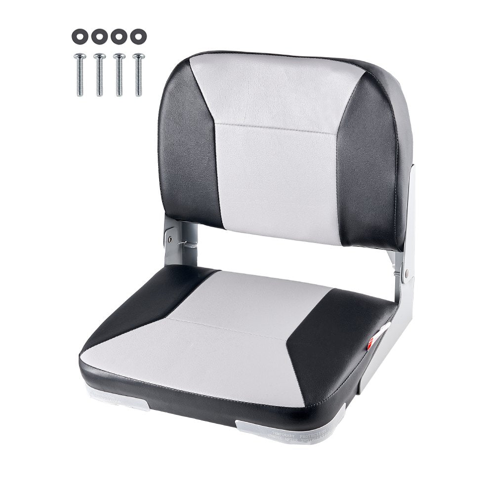 VEVOR Boat Seat, Low Backrest, Folding Fishing Boat Seat with Thickened Sponge Cushion & Waterproof PVC Leather