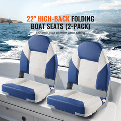 VEVOR Boat Seats, 21.85" High Back Boat Seat, Folding Boat Chair with Thickened Sponge Padding and Hinge, Fold-Down