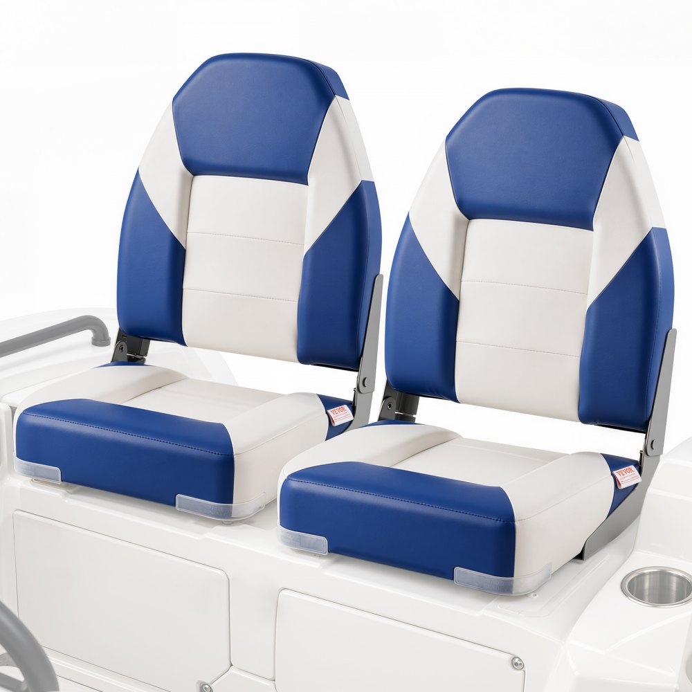 VEVOR Boat Seats, 21.85" High Back Boat Seat, Folding Boat Chair with Thickened Sponge Padding and Hinge, Fold-Down